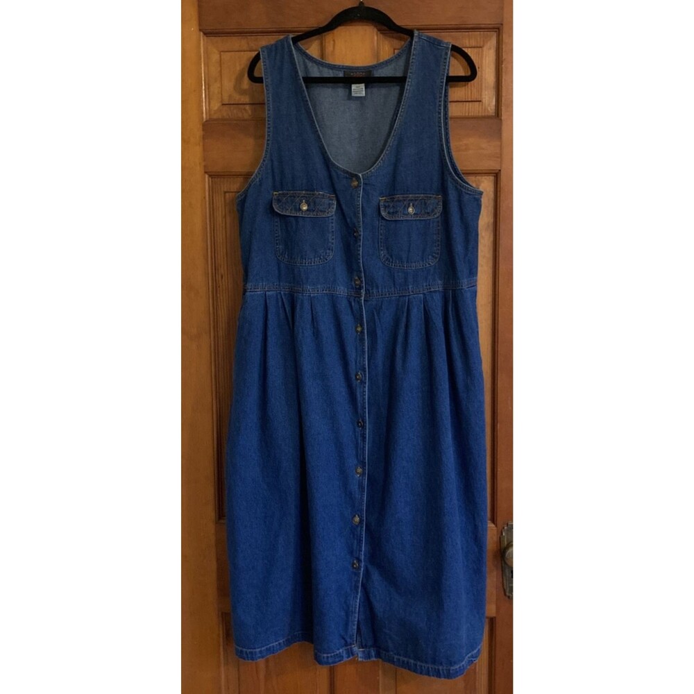 Truly Yours TY Sport Womens 18W Cotton Denim Jean Jumper Overall Dress Cottage